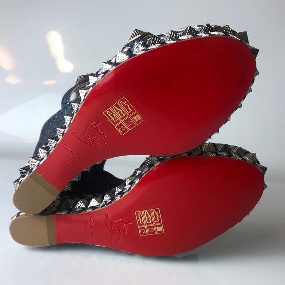 Christian Louboutin Pyraclou 110 Denim Wedges 37
